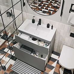 Vivon Тумба с раковиной Shelly 80 серая матовая – фотография-3